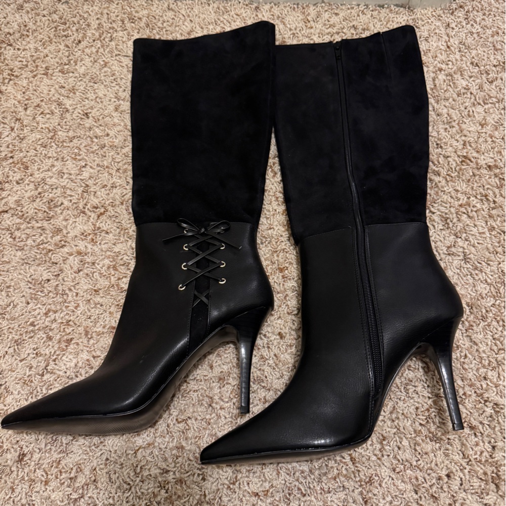 Elegant Black Stiletto Boots- Nine West